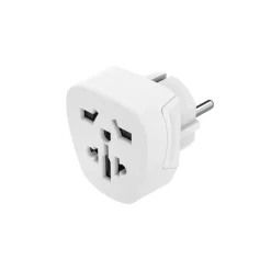 Reiseadapter Typ E und F, 3-polig, universal, Welt nach Europa, Weiß