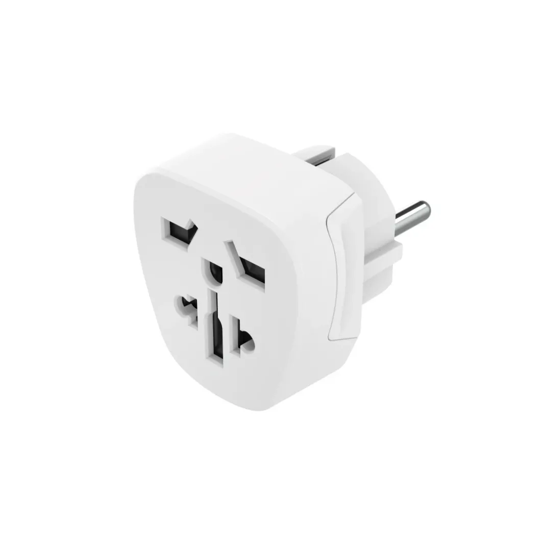 Reiseadapter Typ E und F, 3-polig, universal, Welt nach Europa, Weiß