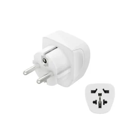 Reiseadapter Typ E und F, 3-polig, universal, Welt nach Europa, Weiß