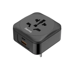 Reiseadapter Typ E/F, 3-polig, Welt nach EU, 1x USB-C, 1x USB-A, PD, 20W, S