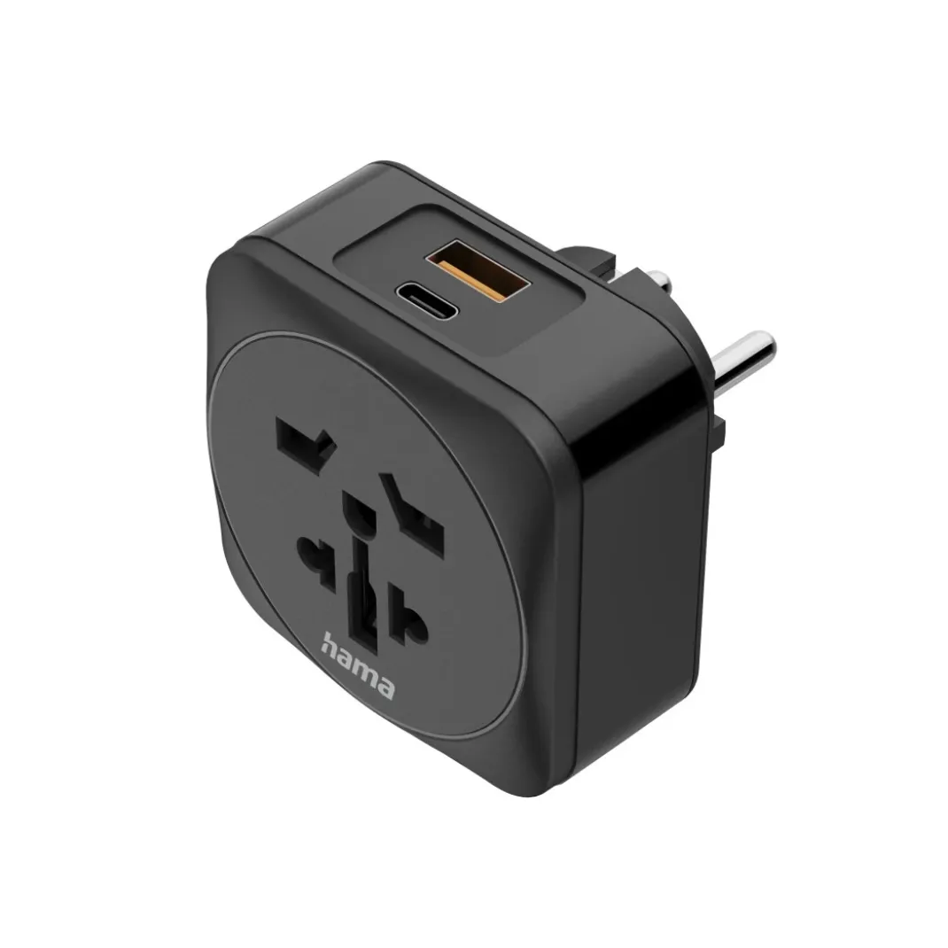 Reiseadapter Typ E/F, 3-polig, Welt nach EU, 1x USB-C, 1x USB-A, PD, 20W, S
