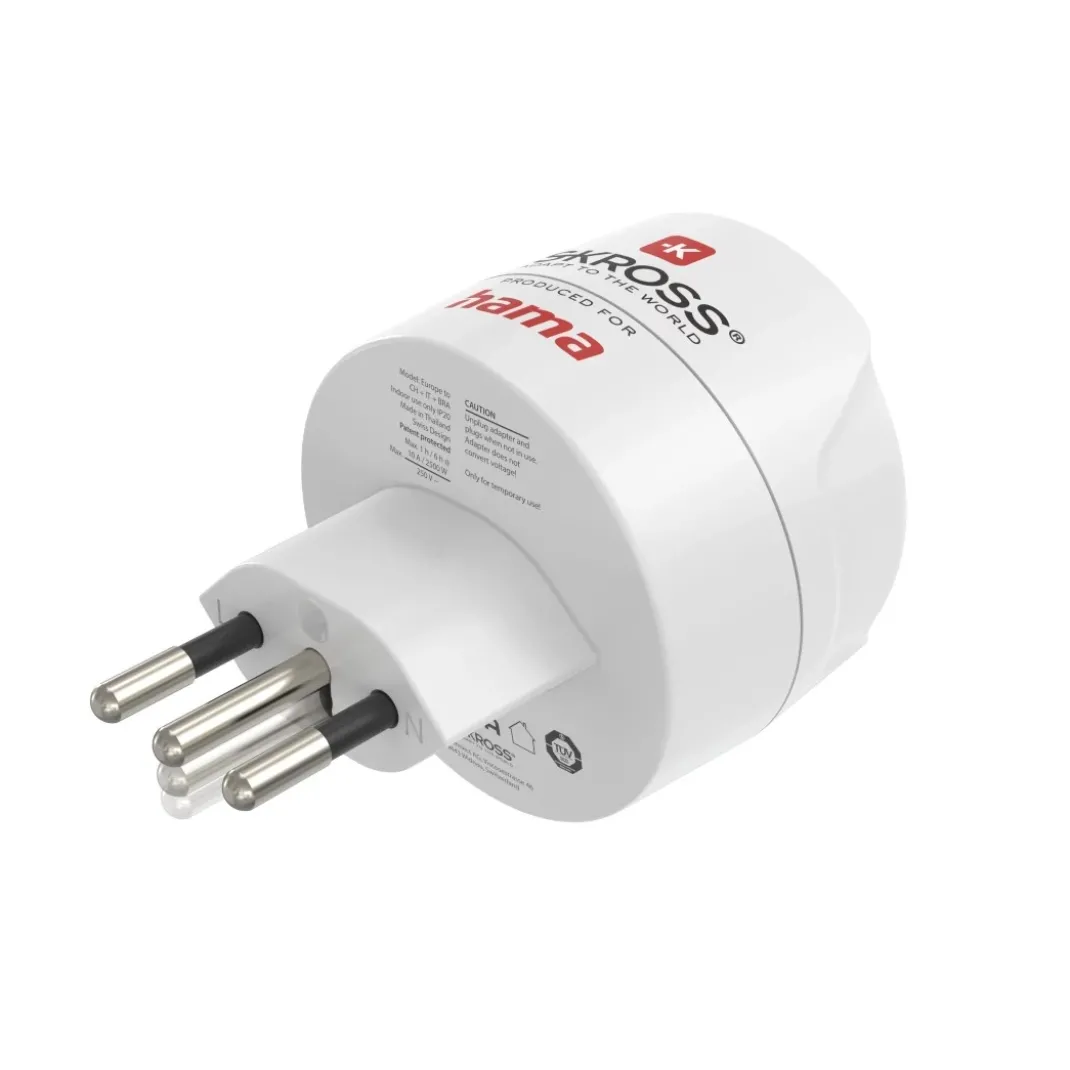 Reiseadapter Typ J, L, N, 3-polig, für die Schweiz, Italien und Brasilien