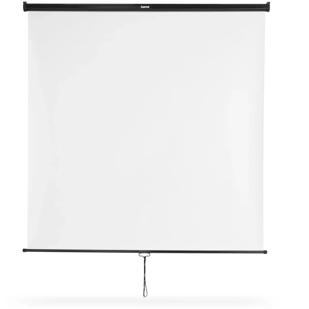 Rollo-Leinwand, 175 x 175 cm, mobil, für Decken- oder Wandmontage, Weiß