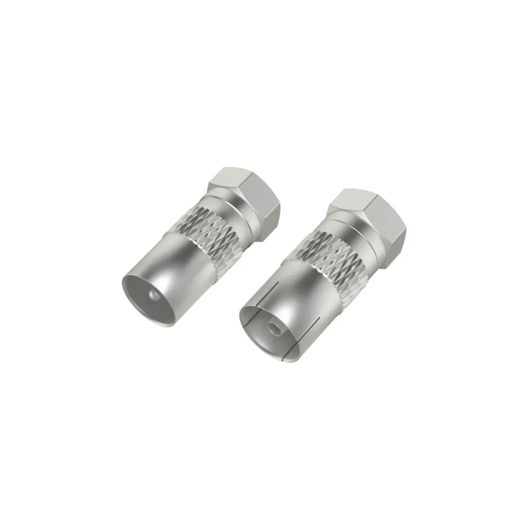 SAT-Adapter-Set, F-Stecker - Koax-Stecker/Kupplung, 2 Stück