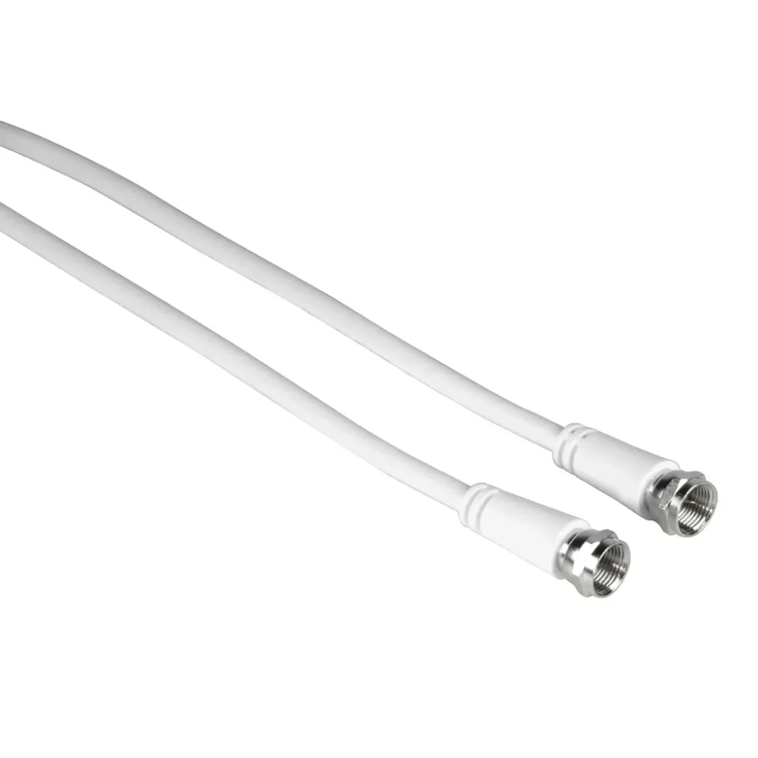 SAT-Anschlusskabel, F-Stecker - F-Stecker, 5 m, 75 dB, Weiß