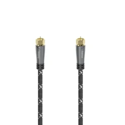 SAT-Anschlusskabel, F-Stecker - F-Stecker, Metall, vergoldet, 5,0 m, 120 dB