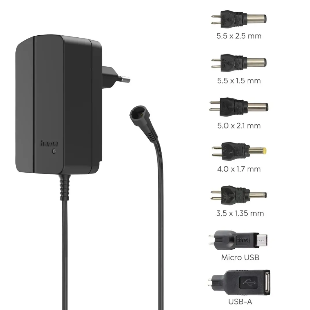 Schaltnetzteil universal, einstellbar, 1500mA, 18W, max. 12V, 7 Adapter
