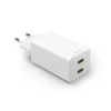 Schnellladegerät + Kabel, 2x USB-C, PD/QC, Mini-Ladegerät, 35W, 1 m, Weiß