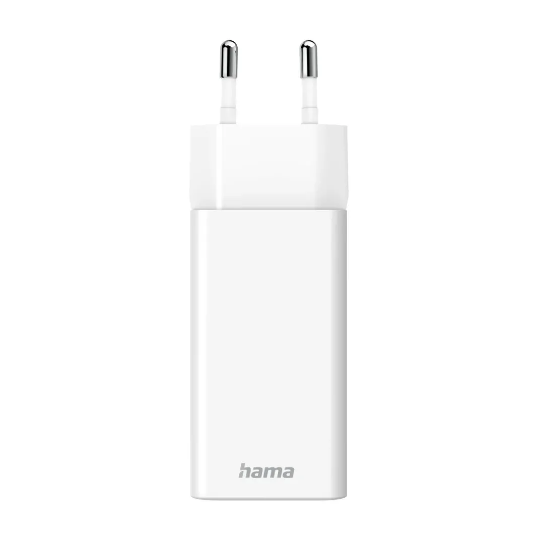 Schnellladegerät + Kabel, 2x USB-C, PD/QC, Mini-Ladegerät, 35W, 1 m, Weiß