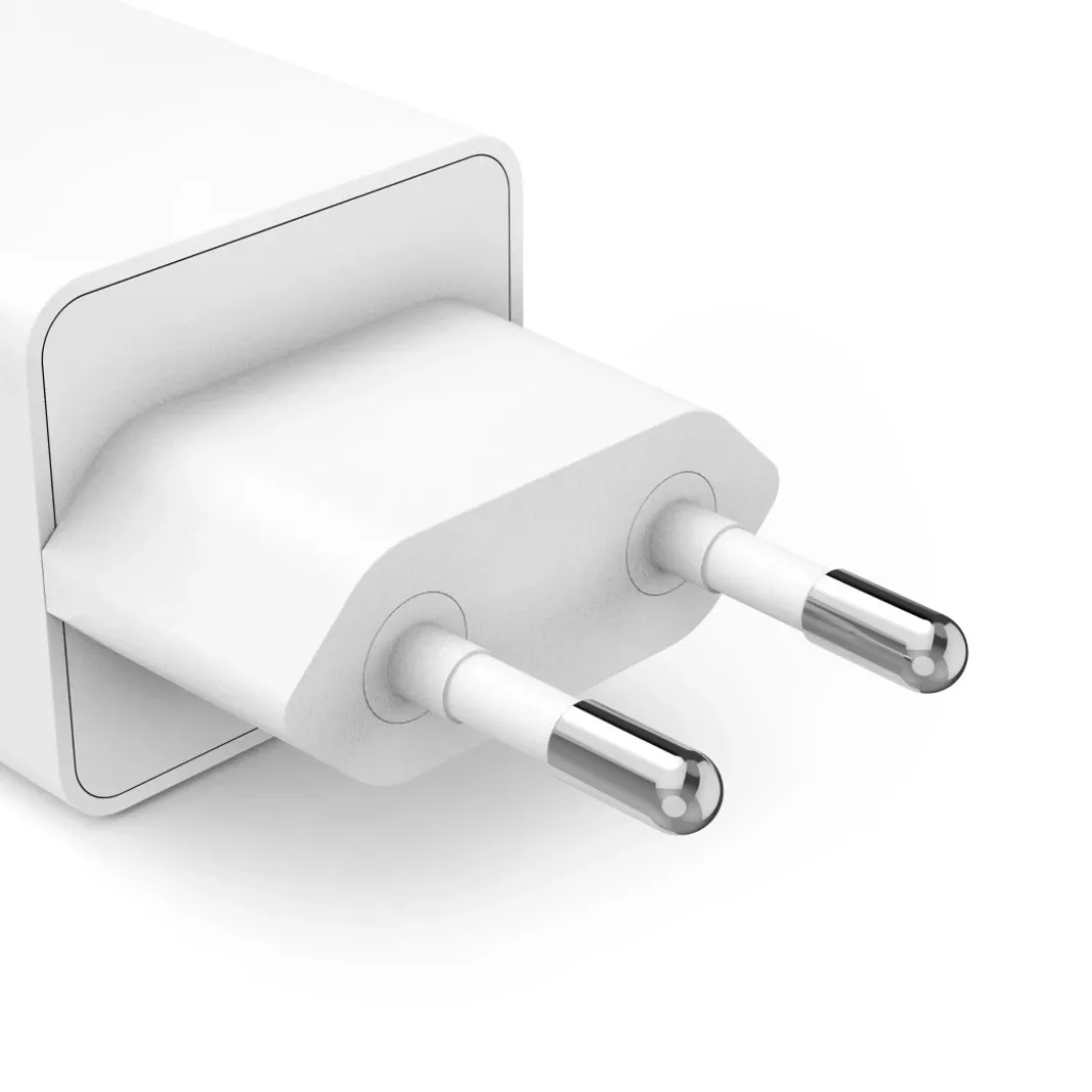 Schnellladegerät + Kabel, 2x USB-C, PD/QC, Mini-Ladegerät, 35W, 1 m, Weiß