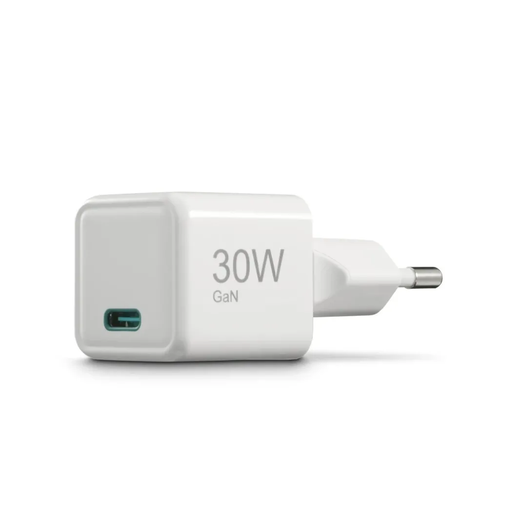 Schnellladegerät, GaN, USB-C, Super-Mini-Charger, PD, 30 W, Weiß