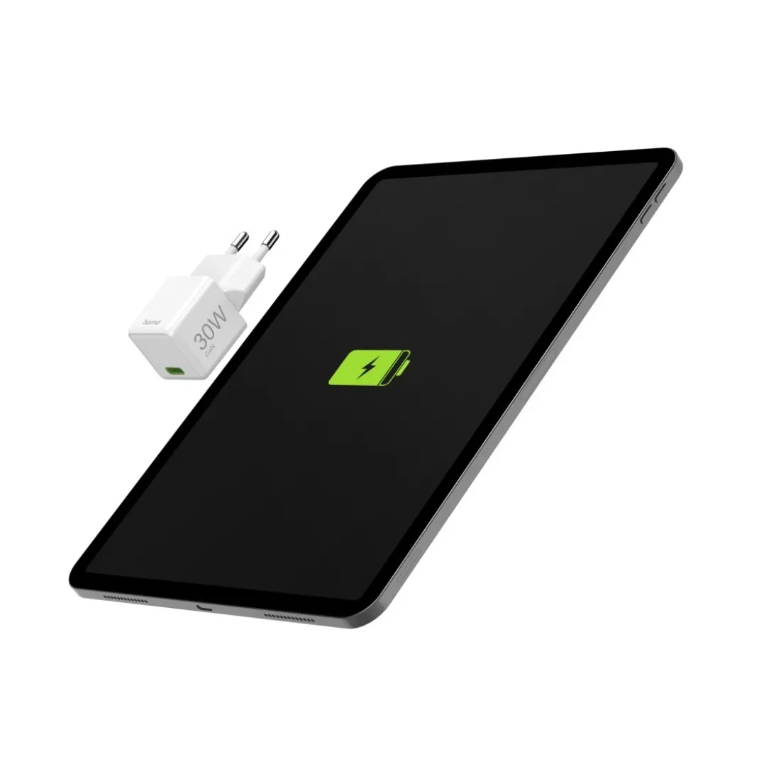 Schnellladegerät, GaN, USB-C, Super-Mini-Charger, PD, 30 W, Weiß