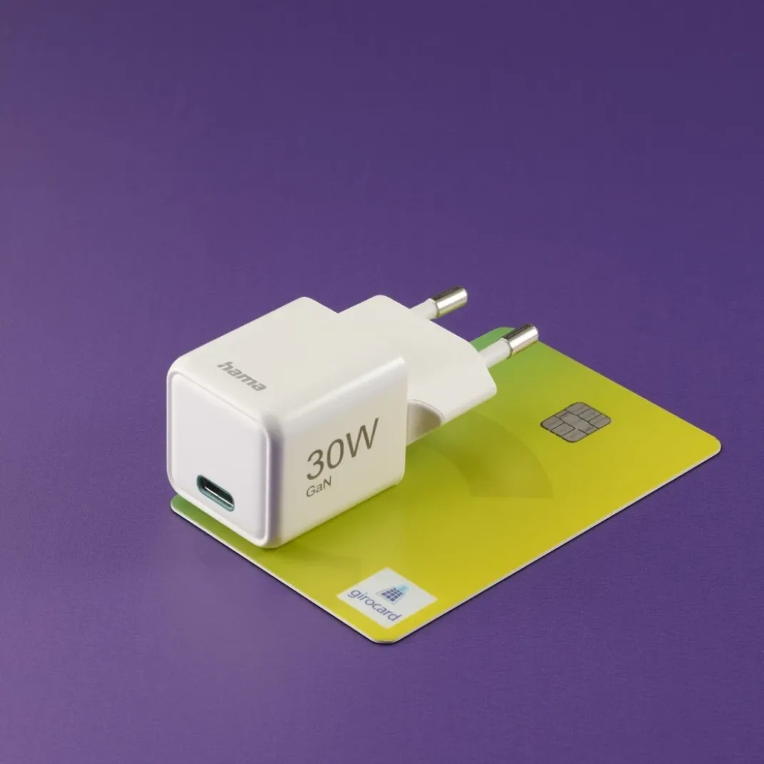Schnellladegerät, GaN, USB-C, Super-Mini-Charger, PD, 30 W, Weiß