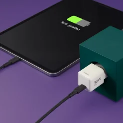 Schnellladegerät, GaN, USB-C, Super-Mini-Charger, PD, 30 W, Weiß