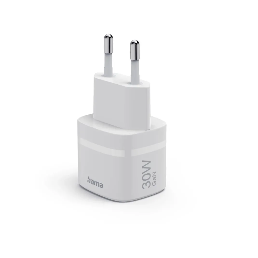 Schnellladegerät, GaN, USB-C, PD/Qualcomm®, Zero Standby, 30 W, Weiß