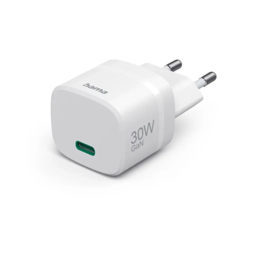 Schnellladegerät, GaN, USB-C, PD/Qualcomm®, Zero Standby, 30 W, Weiß