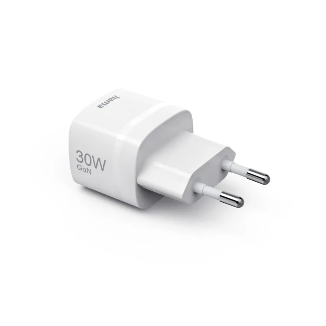 Schnellladegerät, GaN, USB-C, PD/Qualcomm®, Zero Standby, 30 W, Weiß
