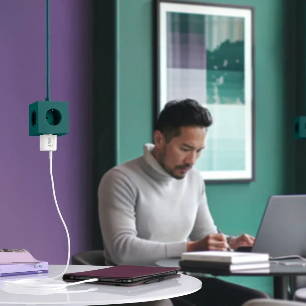 Schnellladegerät, GaN, USB-C, Super-Mini-Charger, PD, 45 W, Weiß