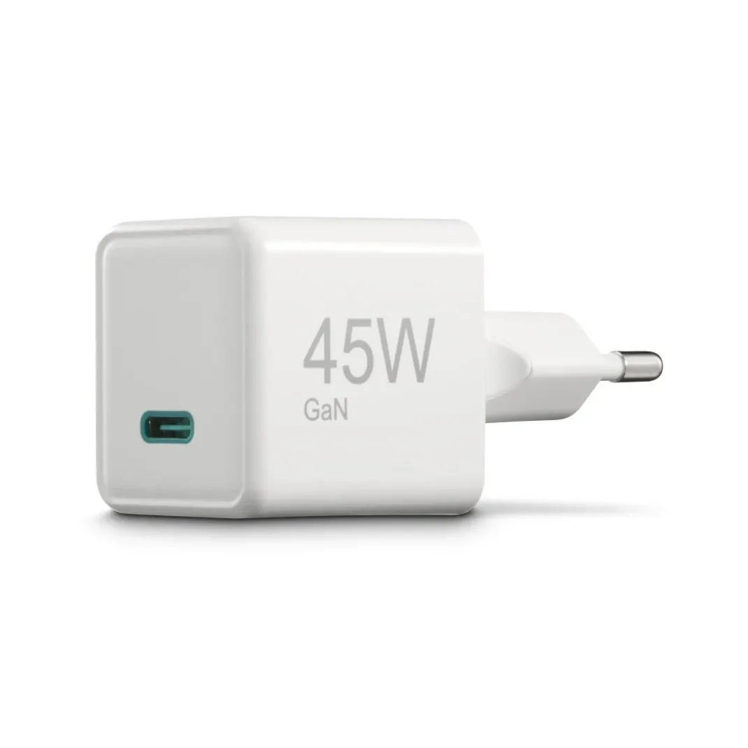 Schnellladegerät, GaN, USB-C, Super-Mini-Charger, PD, 45 W, Weiß