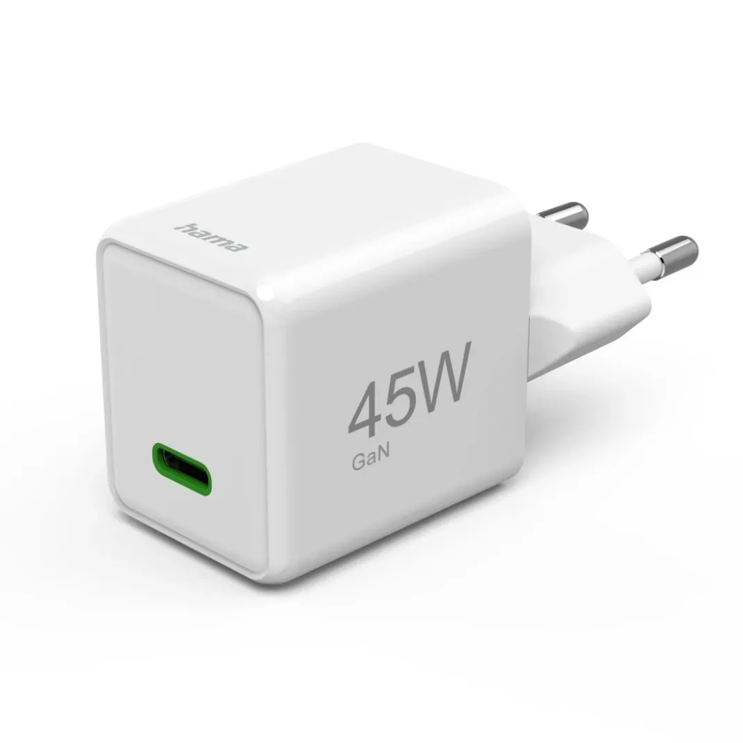 Schnellladegerät, GaN, USB-C, Super-Mini-Charger, PD, 45 W, Weiß