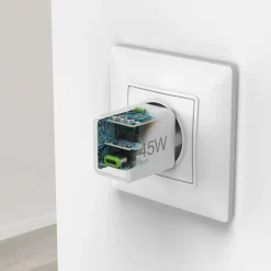 Schnellladegerät, GaN, USB-C, Super-Mini-Charger, PD, 45 W, Weiß