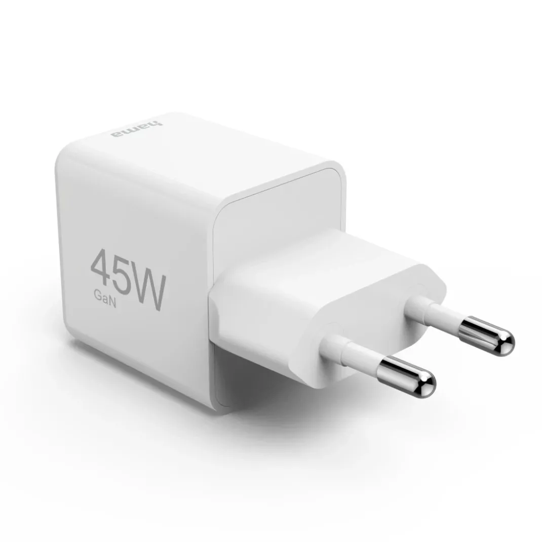 Schnellladegerät, GaN, USB-C, Super-Mini-Charger, PD, 45 W, Weiß