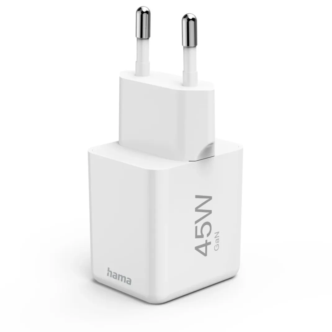 Schnellladegerät, GaN, USB-C, Super-Mini-Charger, PD, 45 W, Weiß