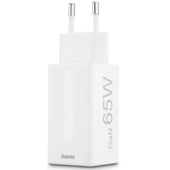 Schnellladegerät, GaN, 2x USB-C, 1x USB-A, Mini-Ladegerät, PD, 65 W, Weiß