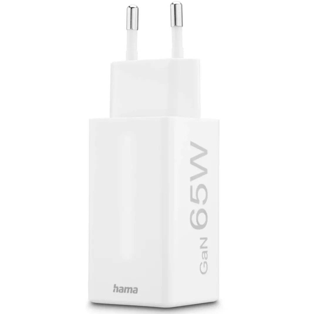 Schnellladegerät, GaN, 2x USB-C, 1x USB-A, Mini-Ladegerät, PD, 65 W, Weiß