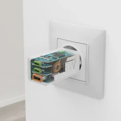 Schnellladegerät, GaN, 2x USB-C, 1x USB-A, Mini-Ladegerät, PD, 65 W, Weiß