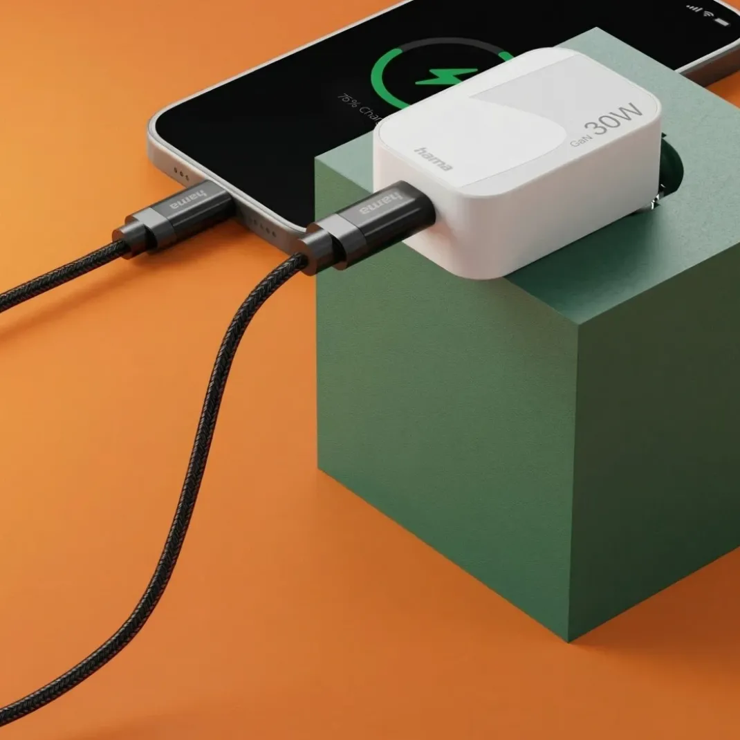Schnellladegerät, GaN, 1x USB-C, faltbares Mini-Ladegerät, PD, 30 W, Weiß
