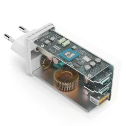 Schnellladegerät, GaN, 2x USB-C, 1x USB-A, Mini-Ladegerät, PD, 100 W, Weiß