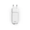 Schnellladegerät, GaN, 2x USB-C, ausziehbares Ladekabel, PD, 65 W, Weiß
