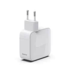 Schnellladegerät, GaN, 2x USB-C, ausziehbares Ladekabel, PD, 30 W, Weiß