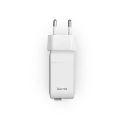 Schnellladegerät, GaN, 2x USB-C, ausziehbares Ladekabel, PD, 30 W, Weiß