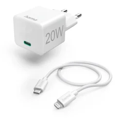 Schnellladegerät mit Ladekabel Lightning, Mini-Ladegerät, PD, 20W, 1m, Weiß