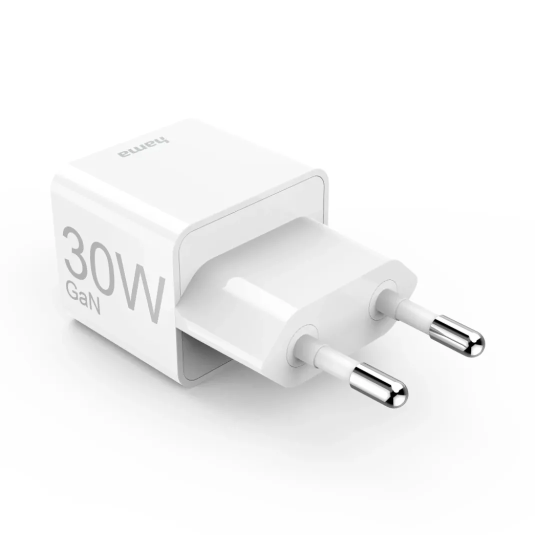 Schnellladegerät, USB-C, PD/Qualcomm®/GaN, Mini-Ladegerät, 30 W, Weiß