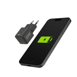 Schnellladegerät, USB-C, Super-Mini-Charger, PD, 20 W, Schwarz