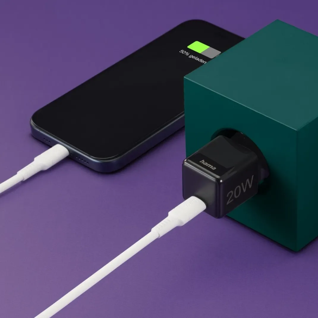 Schnellladegerät, USB-C, Super-Mini-Charger, PD, 20 W, Schwarz