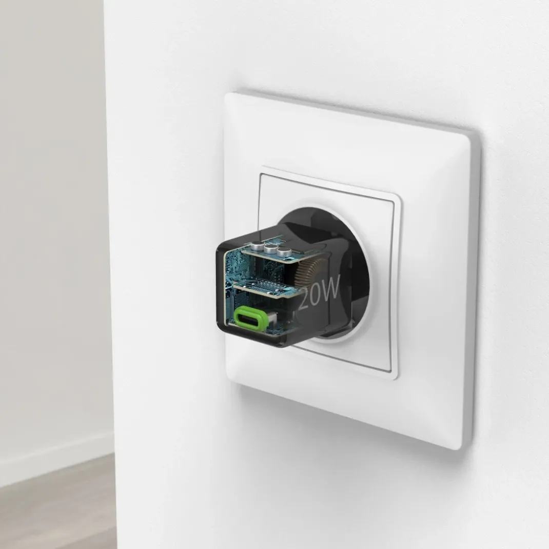 Schnellladegerät, USB-C, Super-Mini-Charger, PD, 20 W, Schwarz