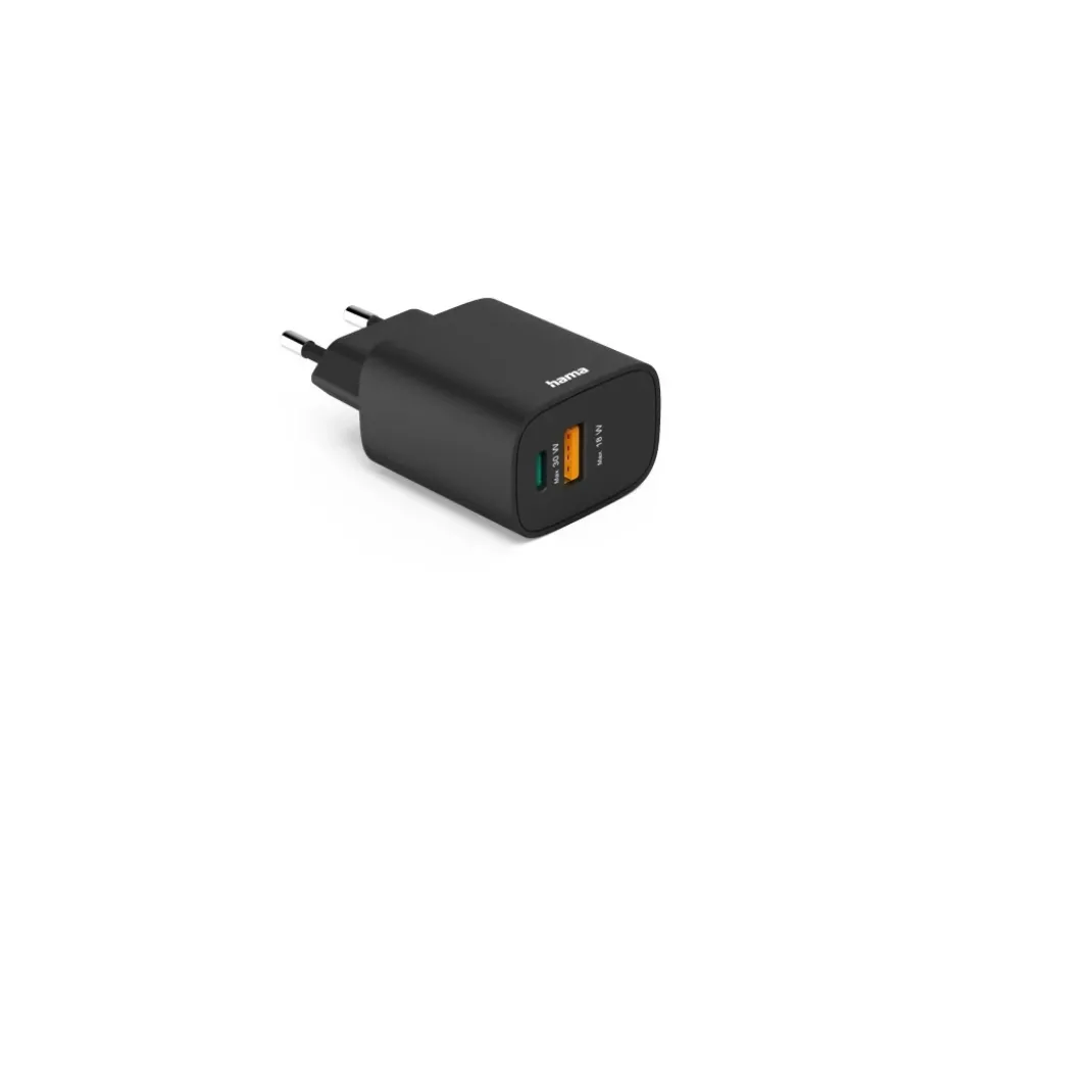 Schnellladegerät, 1x USB-A, 1x USB-C, PD, 30 W, Schwarz