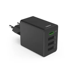 Schnellladegerät, 1x USB-C PD, 3x USB-A, Mini-Ladegerät, 35W, Schwarz
