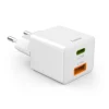 Schnellladegerät, 1x USB-C, 1x USB-A, Mini-Ladegerät, PD, 20 W, Weiß