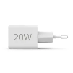 Schnellladegerät, 1x USB-C, 1x USB-A, Mini-Ladegerät, PD, 20 W, Weiß