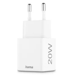 Schnellladegerät, 1x USB-C, 1x USB-A, Mini-Ladegerät, PD, 20 W, Weiß