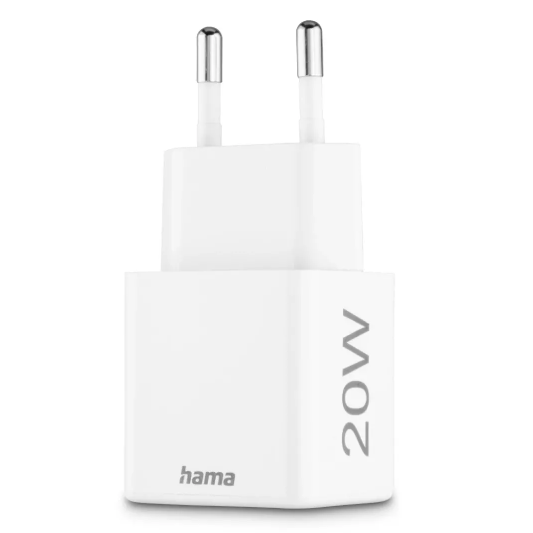 Schnellladegerät, 1x USB-C, 1x USB-A, Mini-Ladegerät, PD, 20 W, Weiß