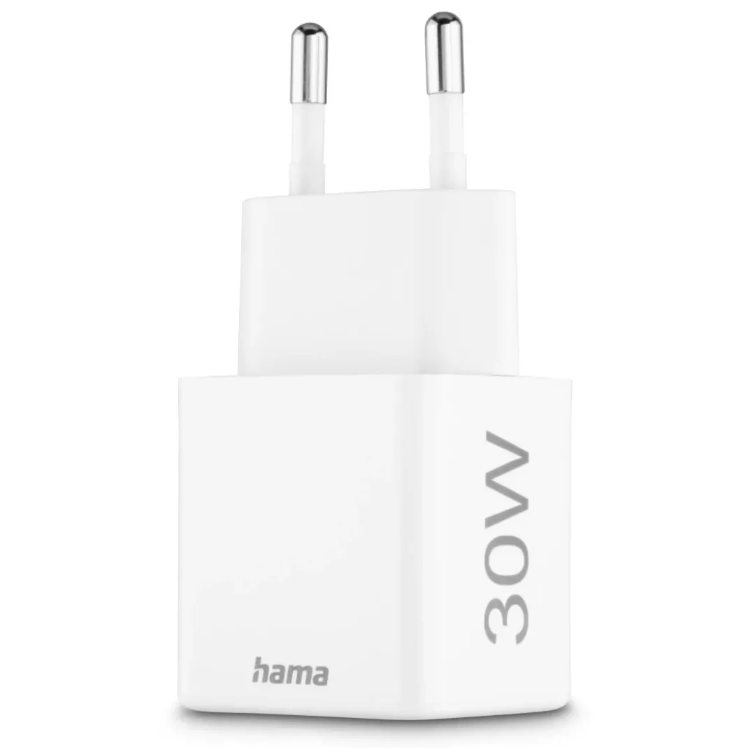 Schnellladegerät, 1x USB-C, 1x USB-A, Mini-Ladegerät, PD, 30 W, Weiß