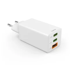 Schnellladegerät, 2x USB-C, 1x USB-A, Mini-Ladegerät, PD, 65 W, Weiß