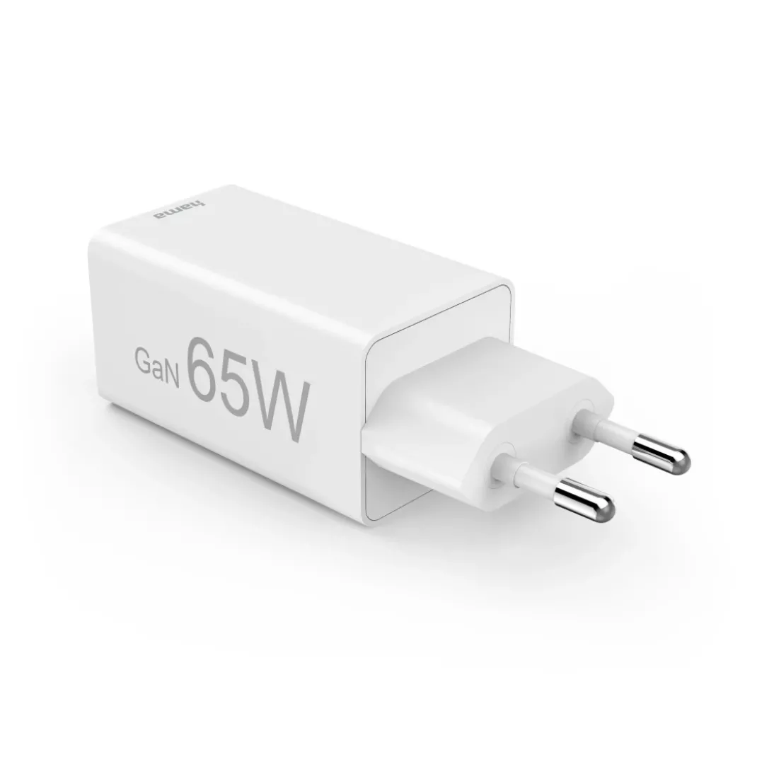 Schnellladegerät, 2x USB-C, 1x USB-A, Mini-Ladegerät, PD, 65 W, Weiß