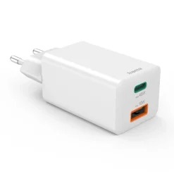 Schnellladegerät, 1x USB-C, 1x USB-A, Mini-Ladegerät, PD, 45 W, Weiß